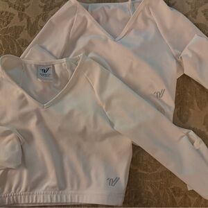Varsity White set of two Cropped Sleeve spandex size Small